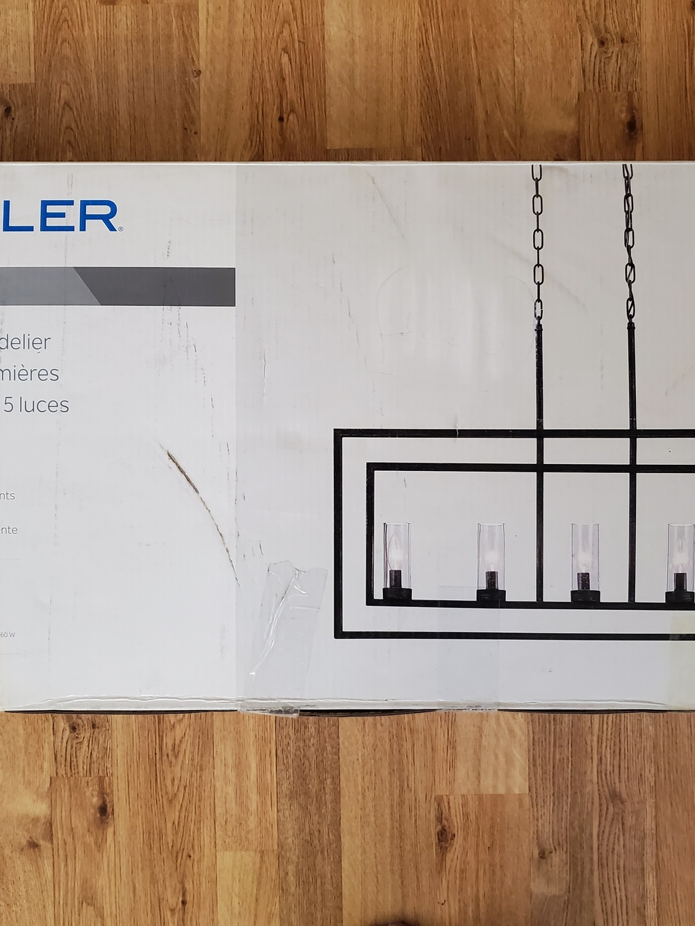 Kichler Brand New Black Rectangular 5-Light Linear Chandelier